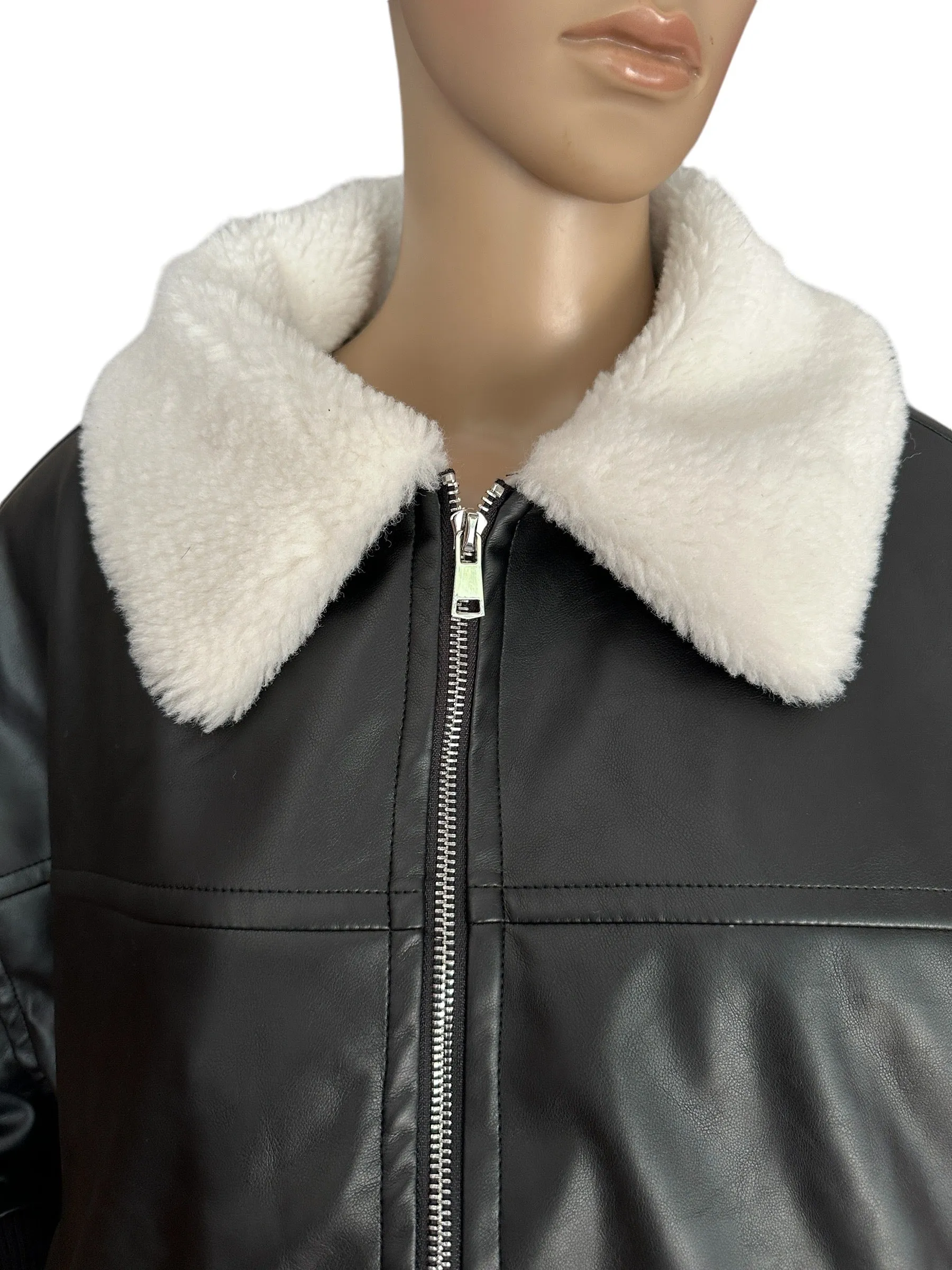 4TH & RECKLESS sold by BHFO O Benson Womens Faux Fur Trim Heavy Bomber BK S