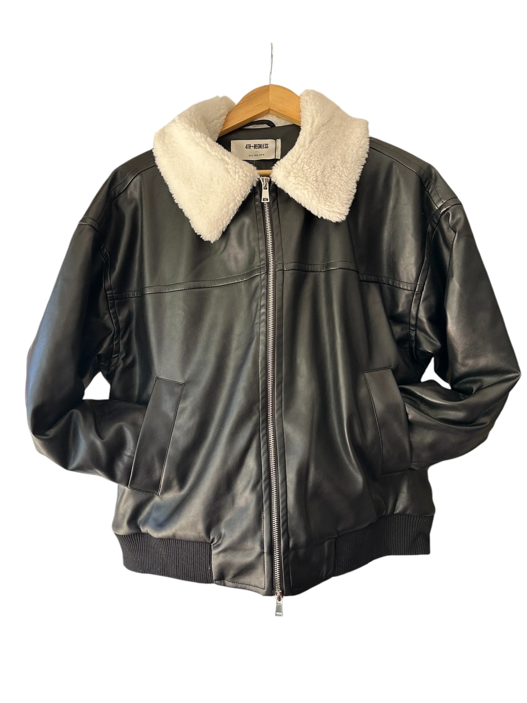 4TH & RECKLESS sold by BHFO O Benson Womens Faux Fur Trim Heavy Bomber BK S