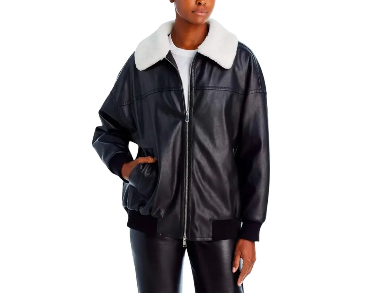 4TH & RECKLESS sold by BHFO O Benson Womens Faux Fur Trim Heavy Bomber BK S