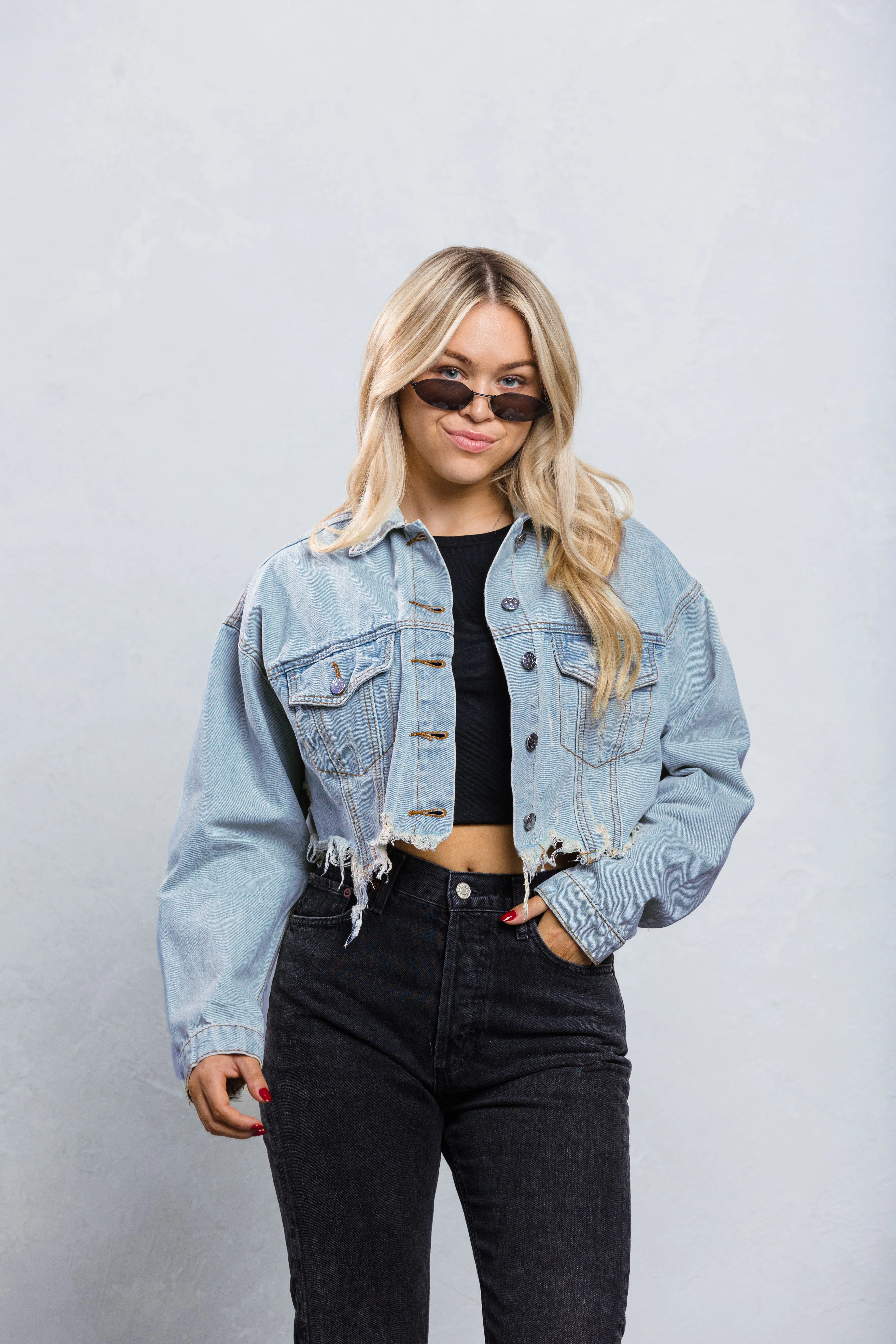 A DAY IN CALI Crop Denim Jacket