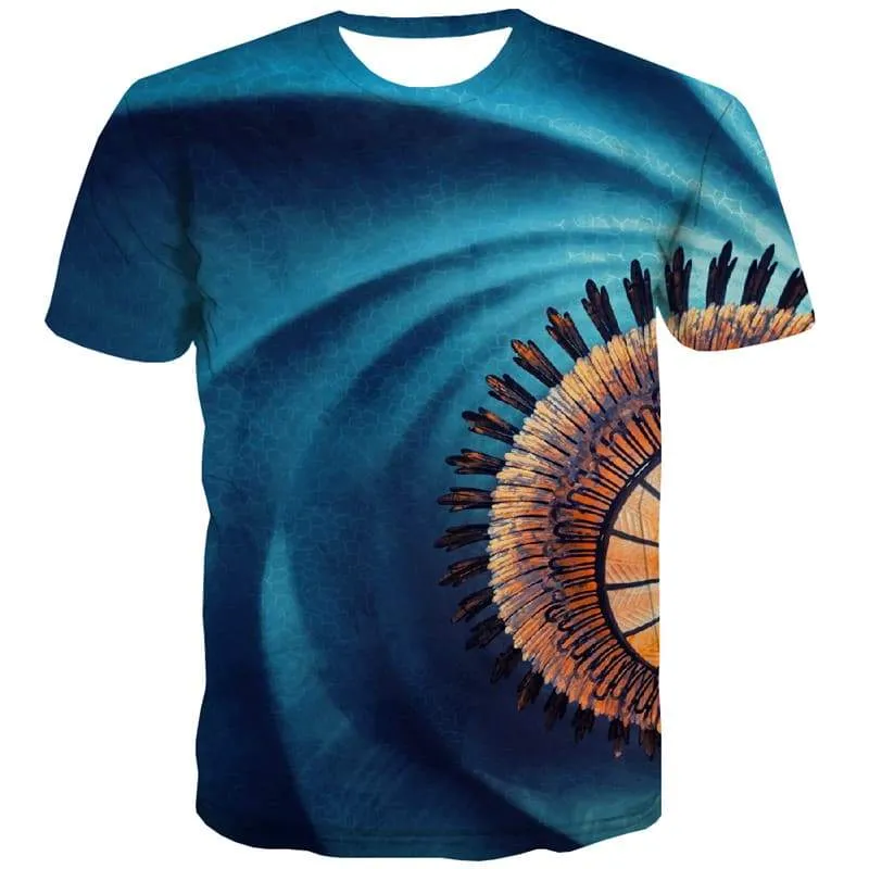 Abstract T shirts Men Psychedelic Tshirt Anime Blue Shirt Print Harajuku Tshirts Casual