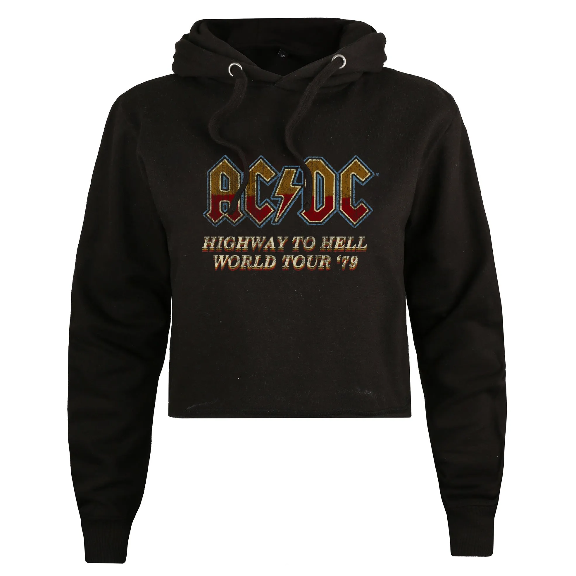 AC/DC Womens/Ladies Highway To Hell Logo Cropped Hoodie