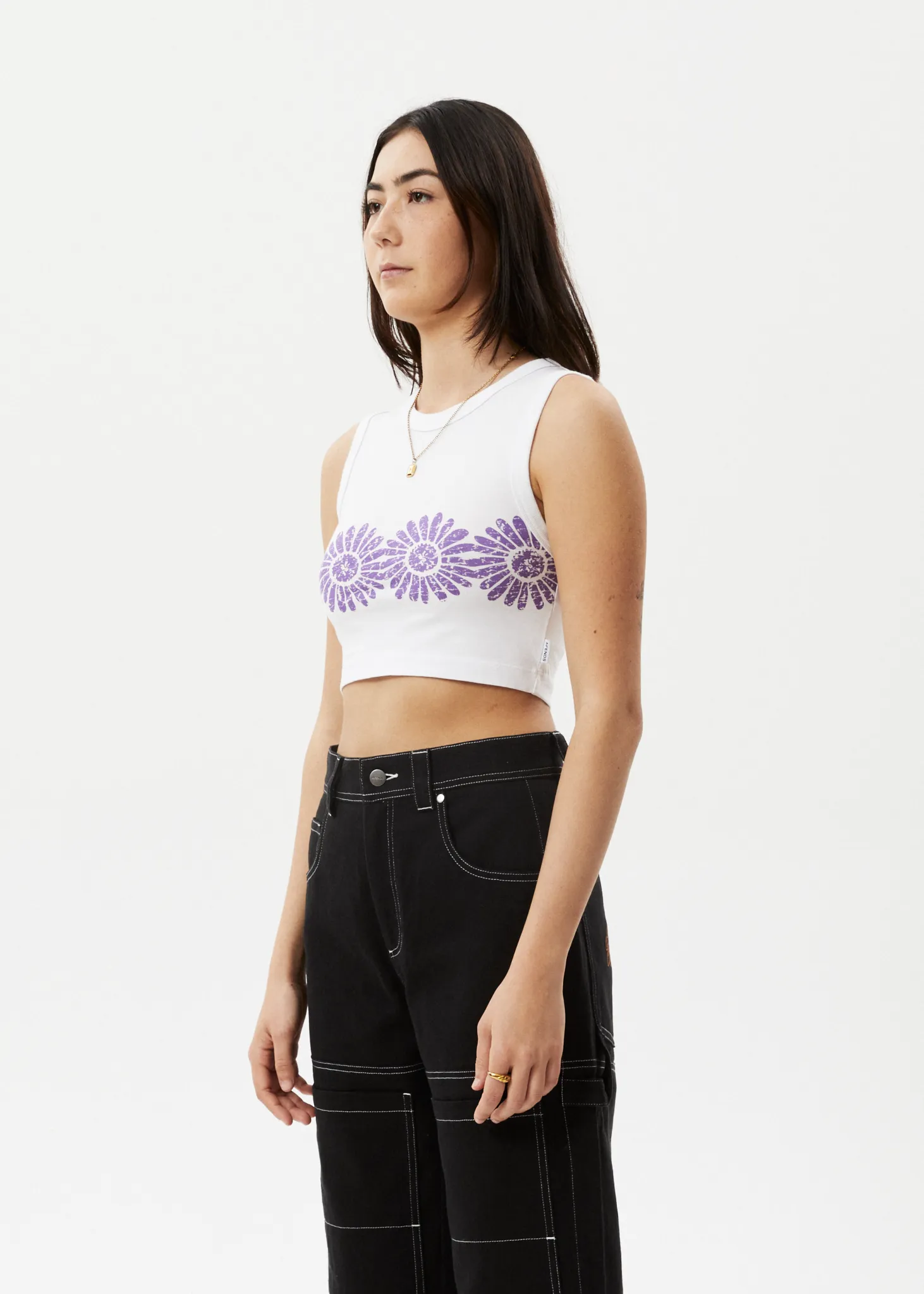 AFENDS Womens Daisy - Cropped Singlet - White