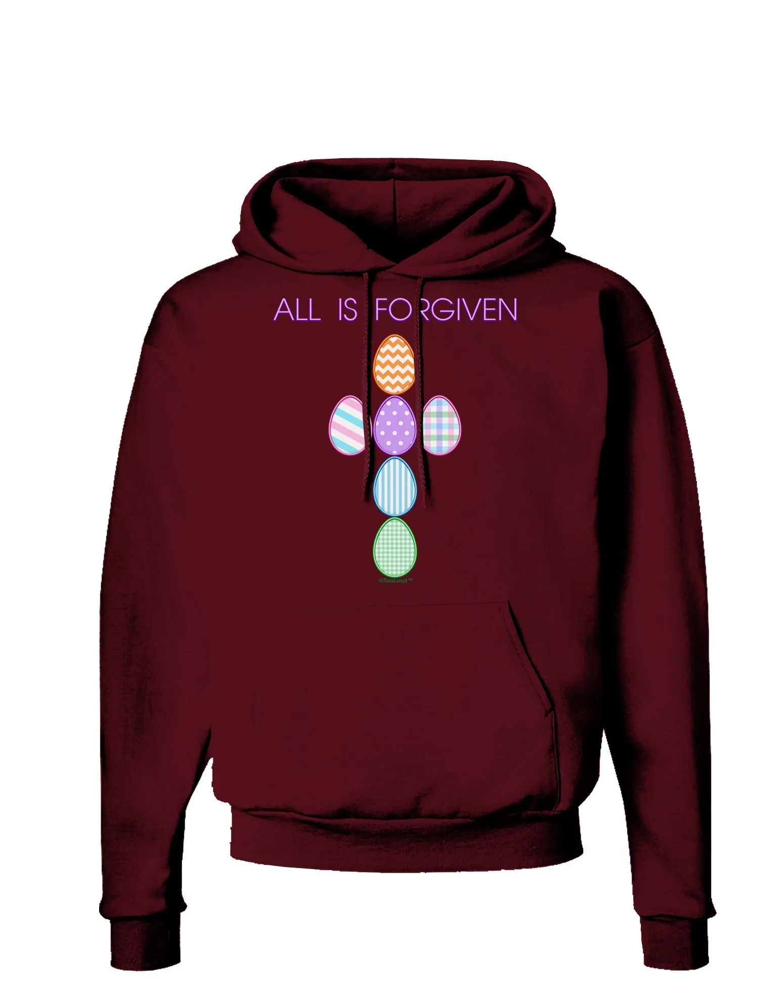 All is forgiven Cross Faux Applique Dark Hoodie Sweatshirt