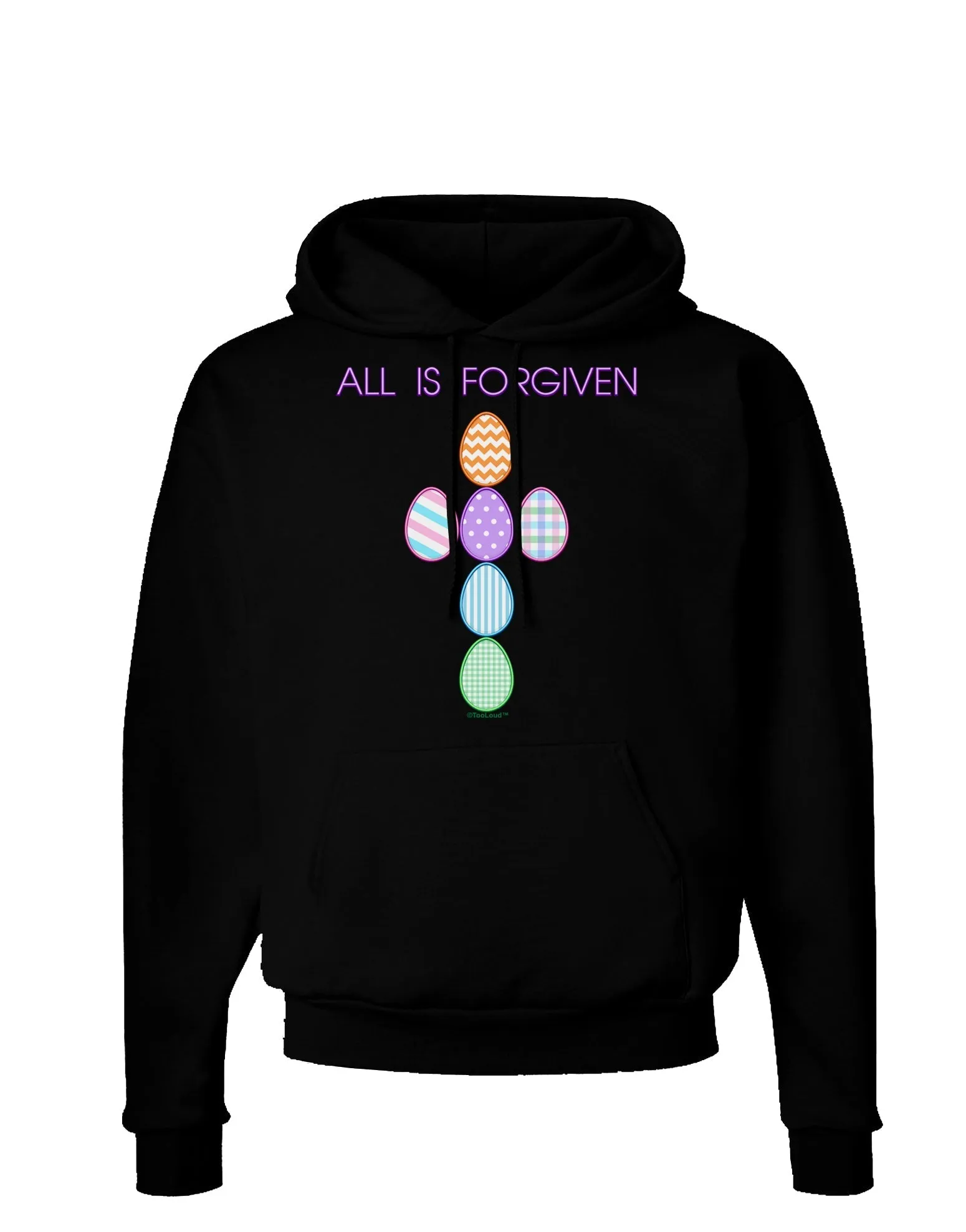 All is forgiven Cross Faux Applique Dark Hoodie Sweatshirt