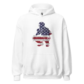 American Flag Baseball Catcher - Adult Hoodie