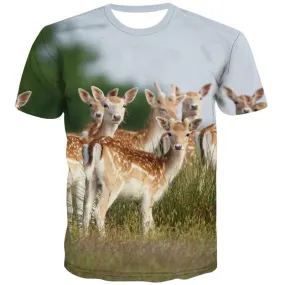 Animal T-shirt Men Deer Tshirts Cool Lovely T-shirts 3d Short Sleeve Hip hop