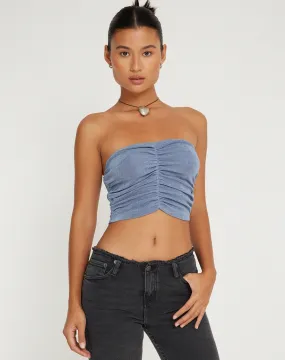 Asti Bandeau Crop Top in Frosty Blue