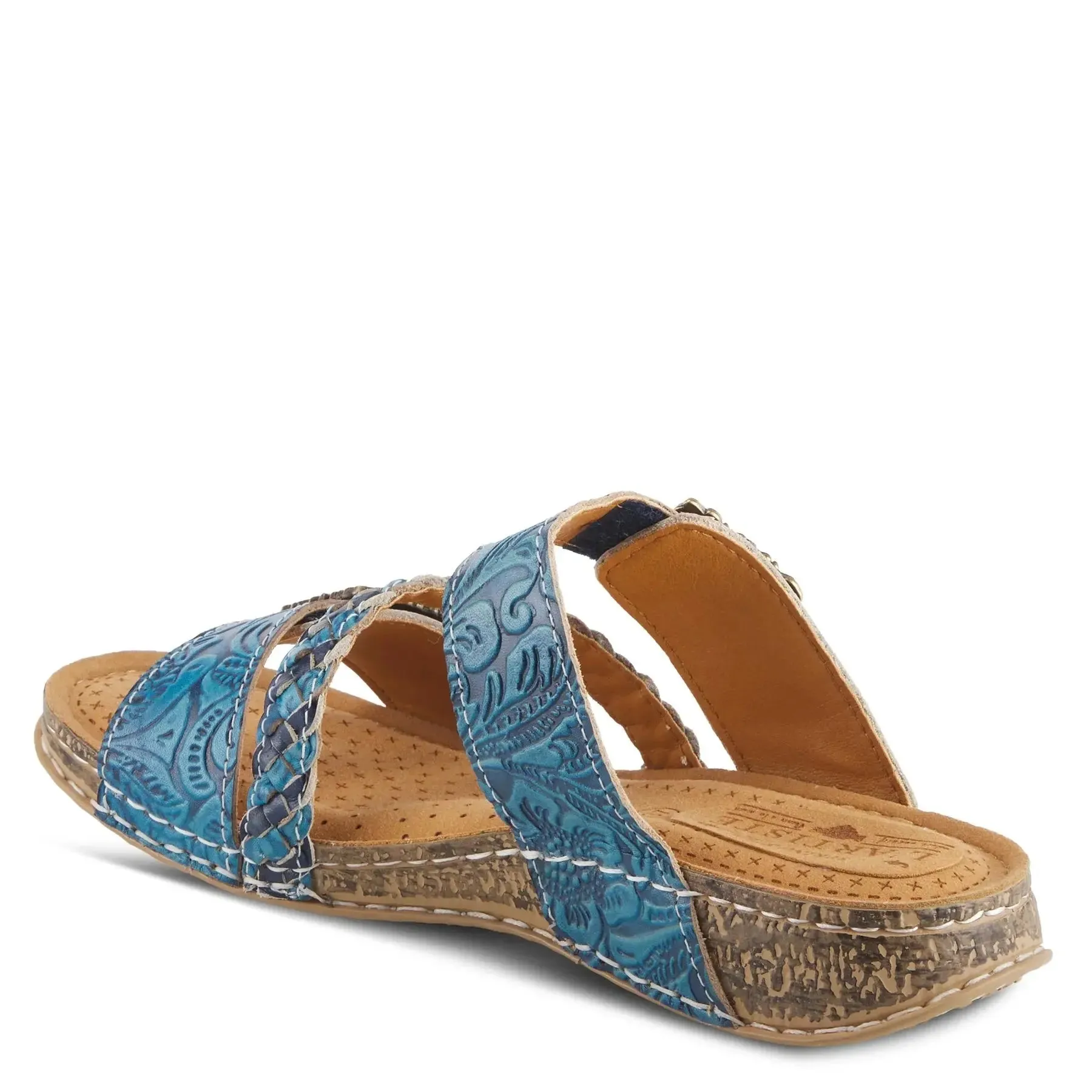 ASTRA SLIDE SANDALS L'ARTISTE - BLUE LEATHER