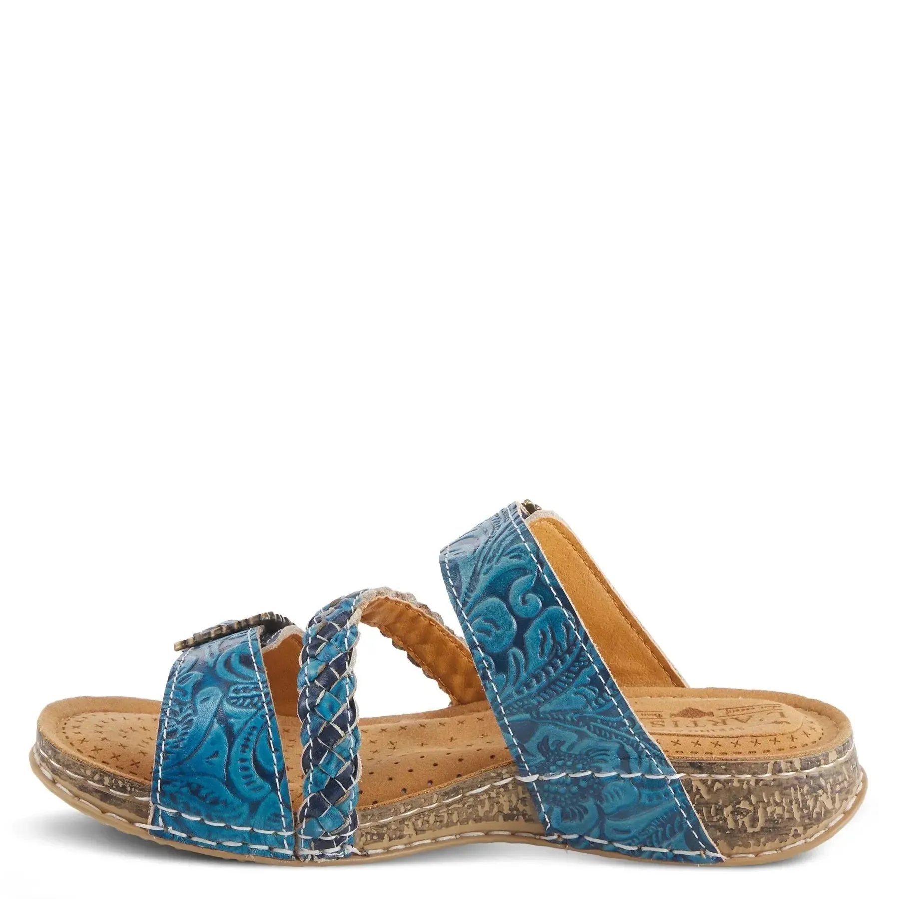 ASTRA SLIDE SANDALS L'ARTISTE - BLUE LEATHER