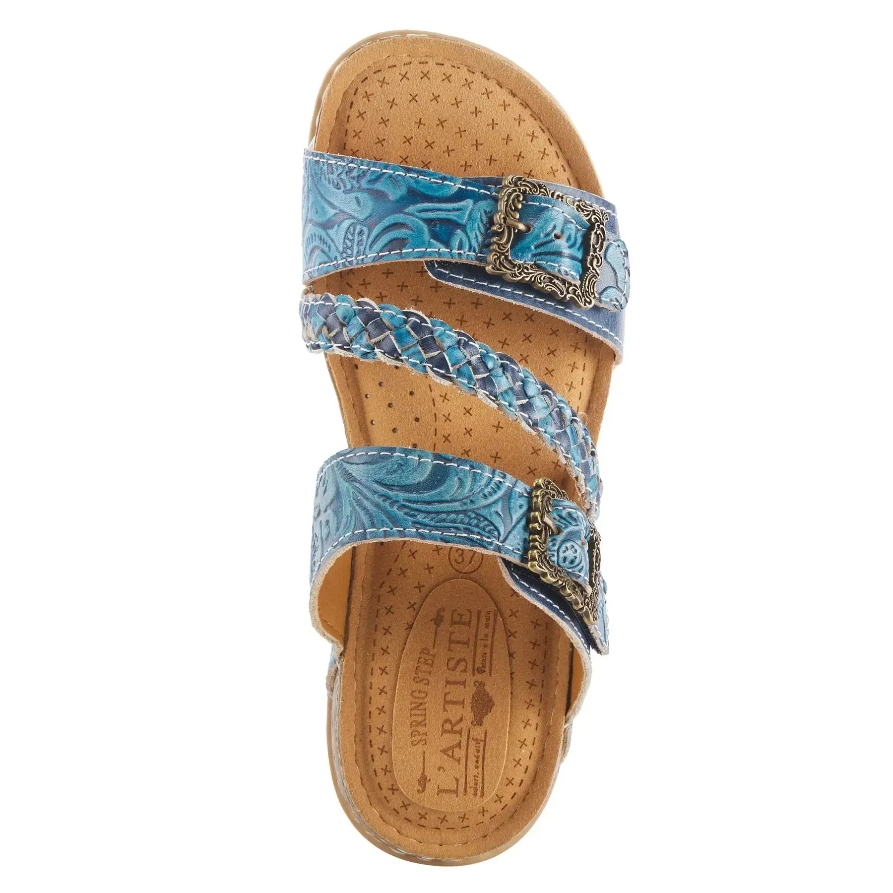 ASTRA SLIDE SANDALS L'ARTISTE - BLUE LEATHER