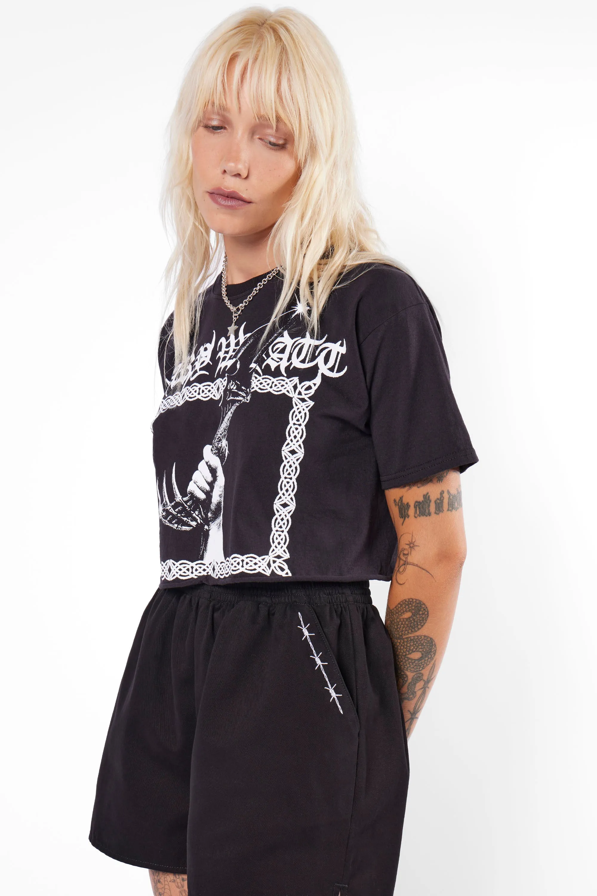 Athame Cropped Cut-Off Tee