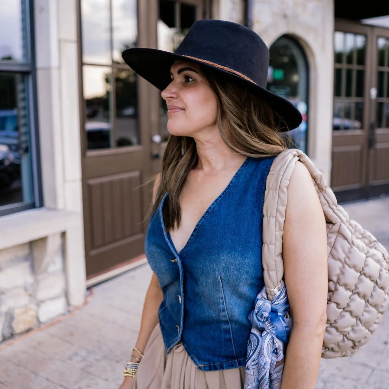 Austin Denim Stitched Vest Top