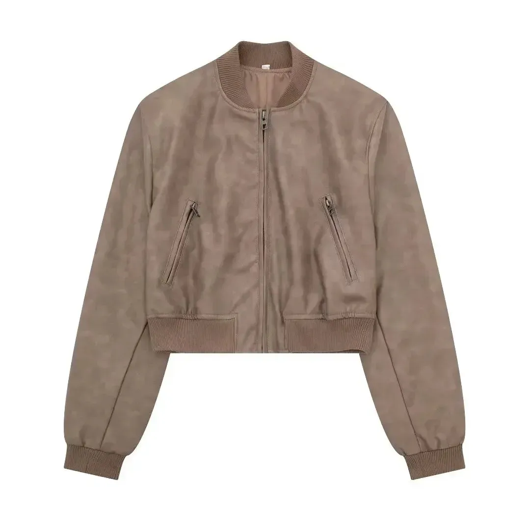 Aviator Leatherette Jacket Urban Suede Bomber