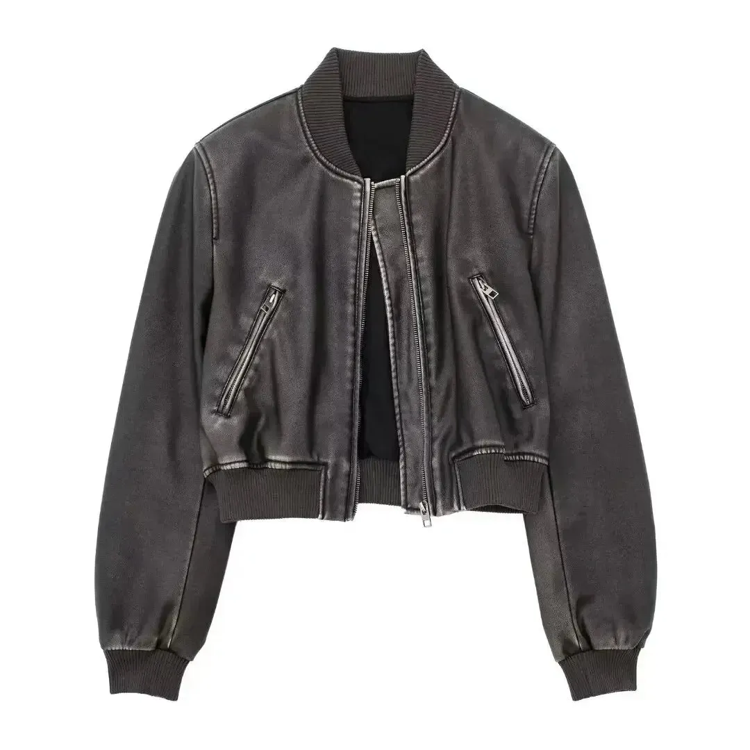 Aviator Leatherette Jacket Urban Suede Bomber