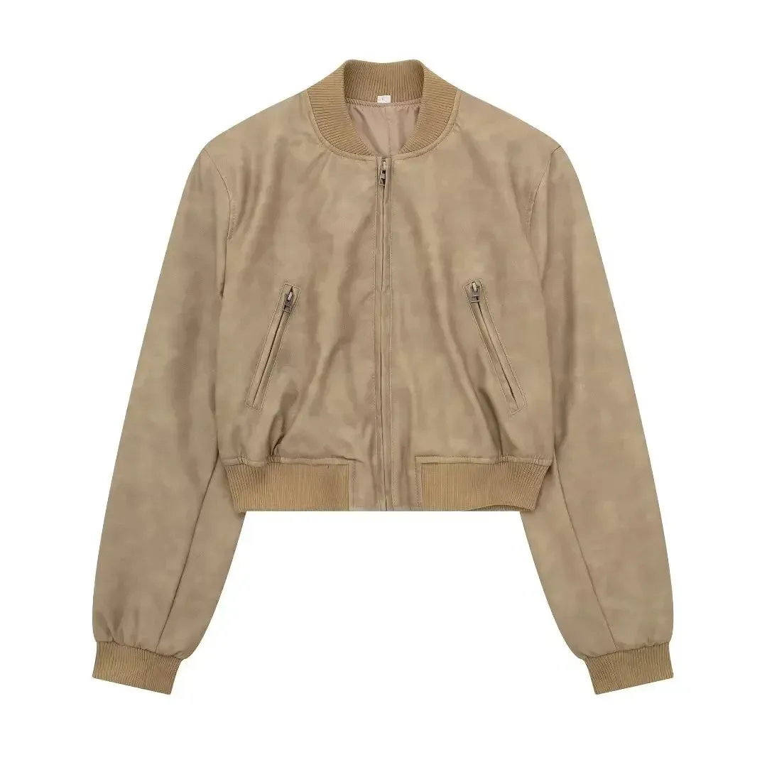 Aviator Leatherette Jacket Urban Suede Bomber