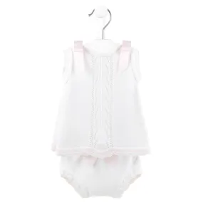 Baby Girls Dandelion White Pink Knitted Dress Set