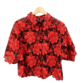 Berek Lazer Garden Shirt in Red and Black