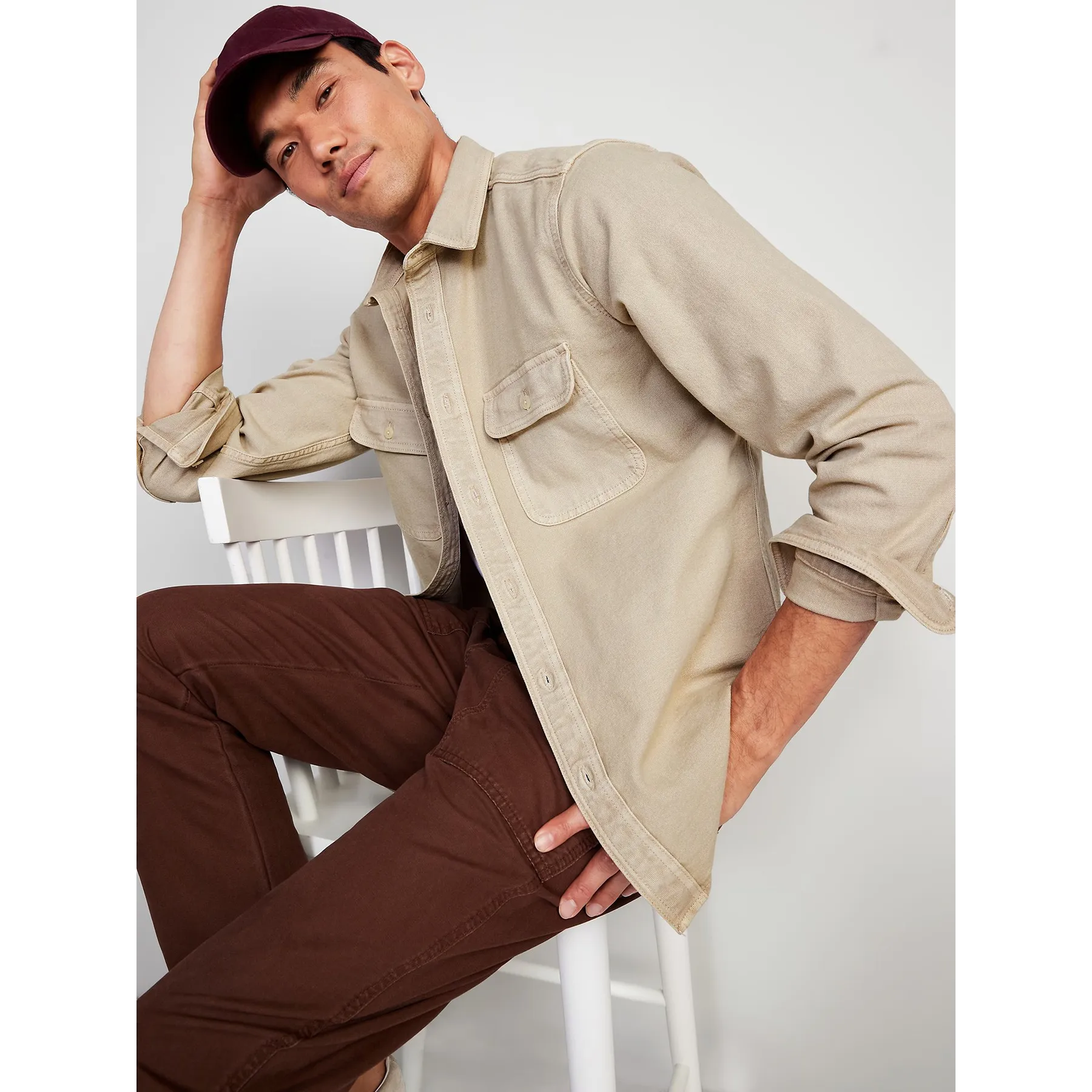 Biege Workwear Utility-Pocket Shirt