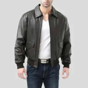 Black Bomber Leather Jacket