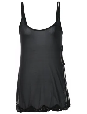 Black Classic Sheer Slip Dress - S