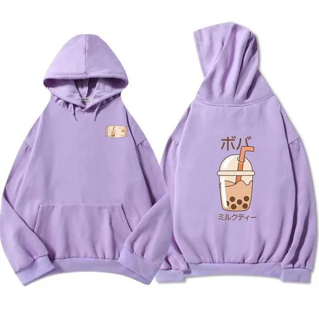 Boba Milk Tea Double Sided Print Soft Hoodie