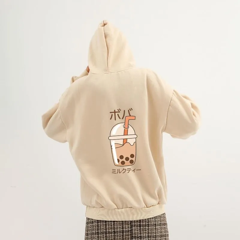 Boba Milk Tea Double Sided Print Soft Hoodie