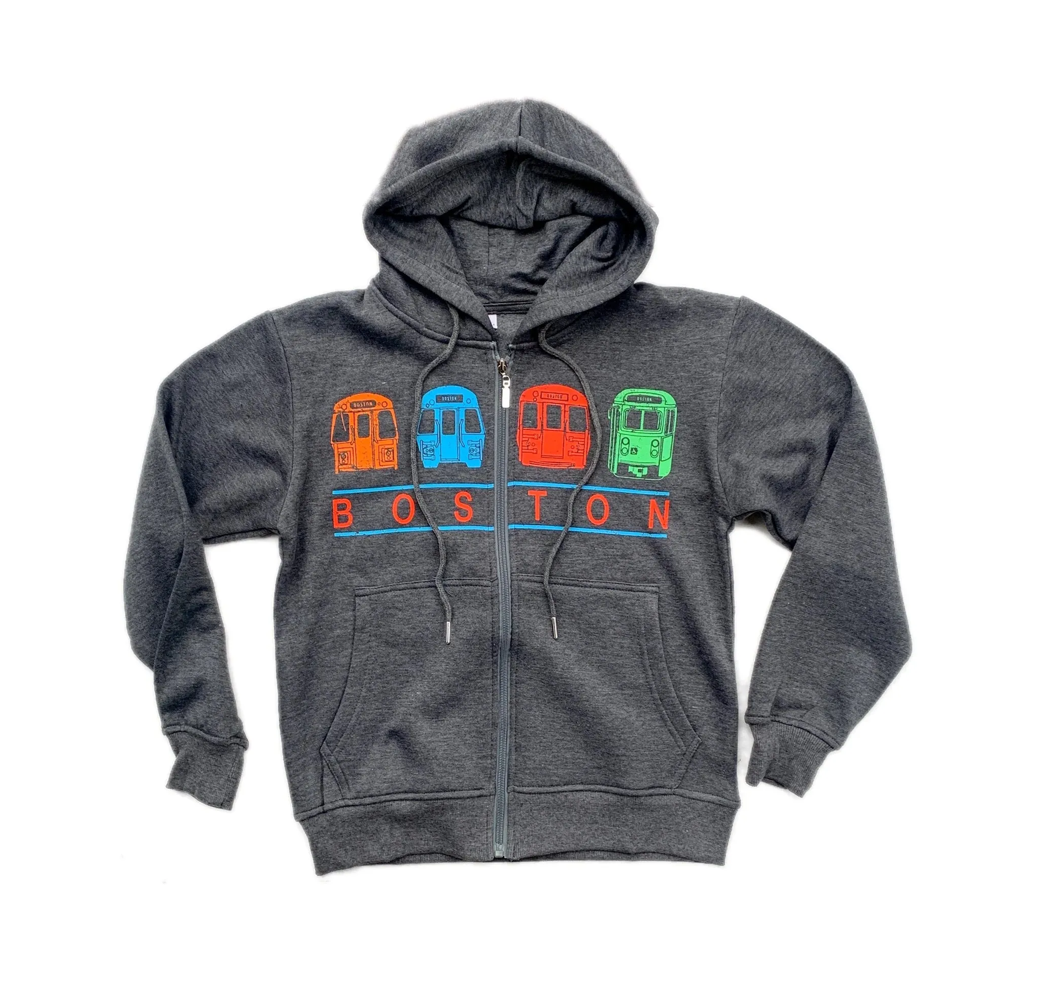 Boston MBTA Train Banner Zipper Hoodie - Vintage Charcoal (YOUTH)