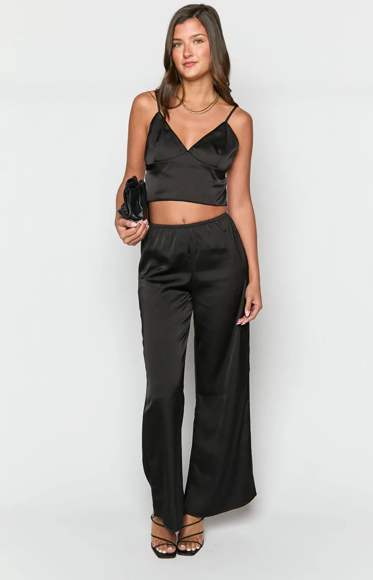 Bridget Black Satin Pants