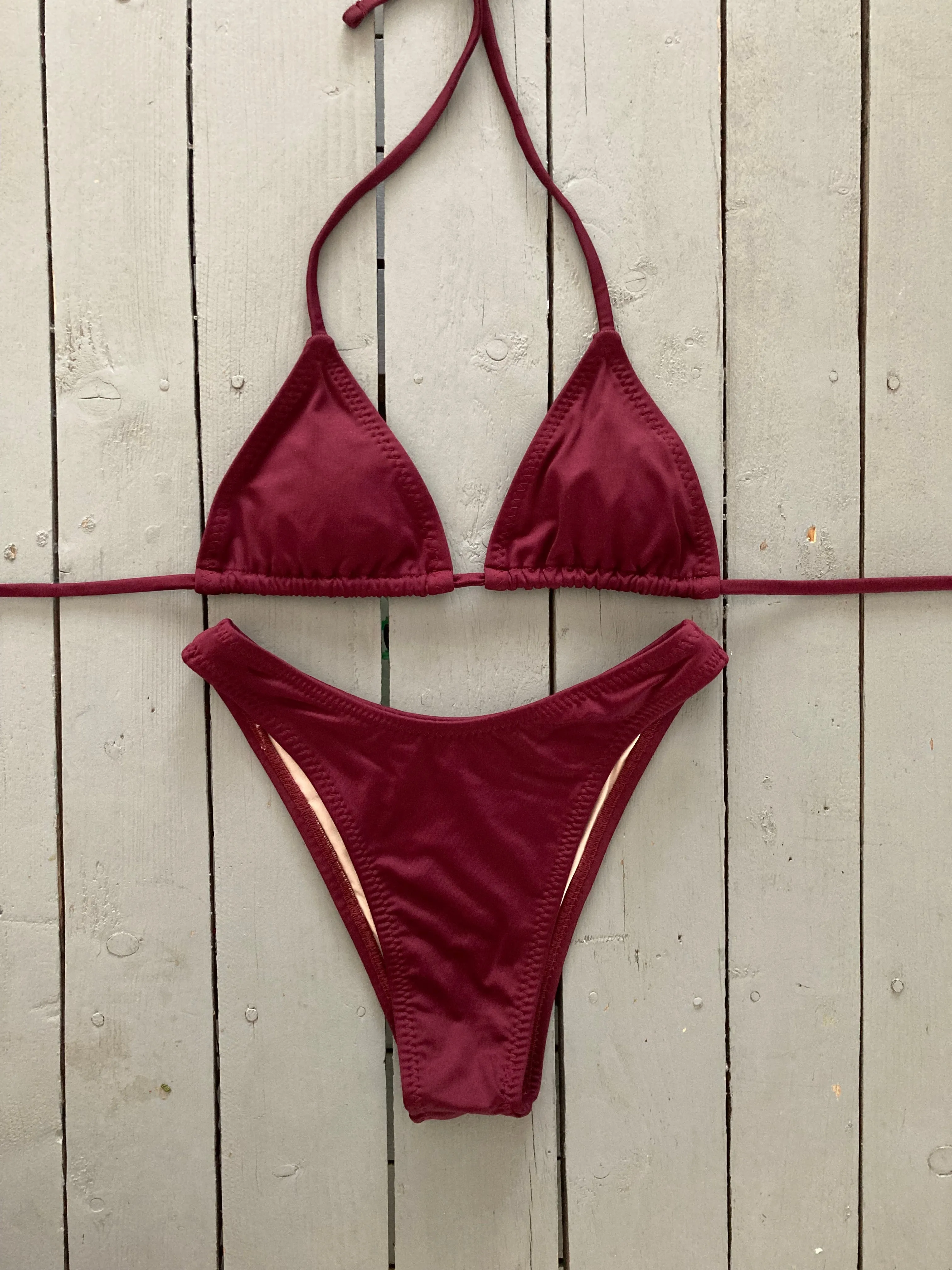 Burgundy Triangle Bikini Top