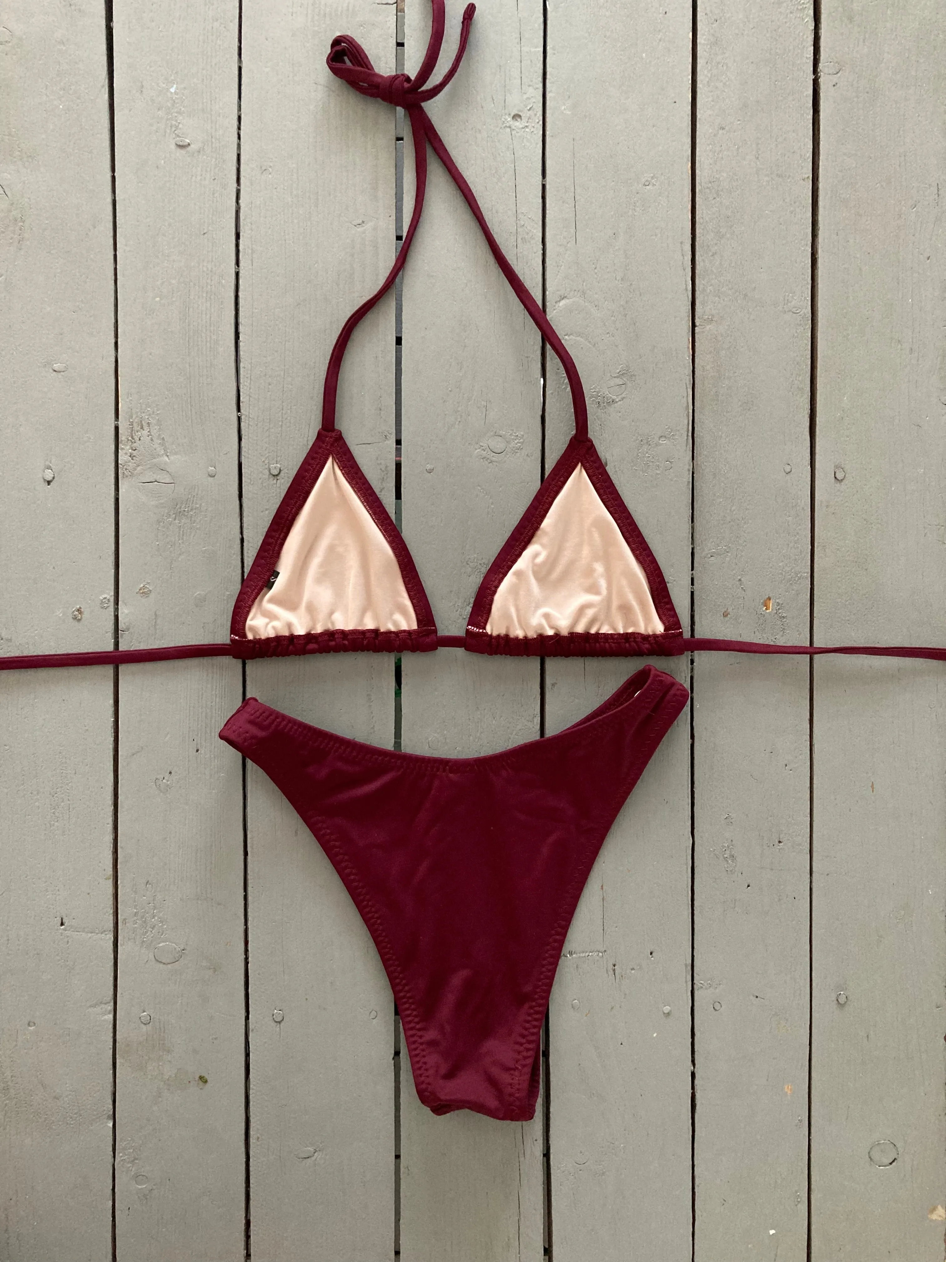 Burgundy Triangle Bikini Top