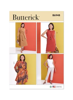 Butterick Pattern B6948 Misses' Jacket and Vest with Belt, Top, Dress and Pant