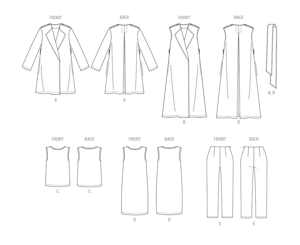 Butterick Pattern B6948 Misses' Jacket and Vest with Belt, Top, Dress and Pant