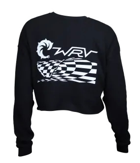 Checker Wave Ladies Crop Crew Sweatshirt