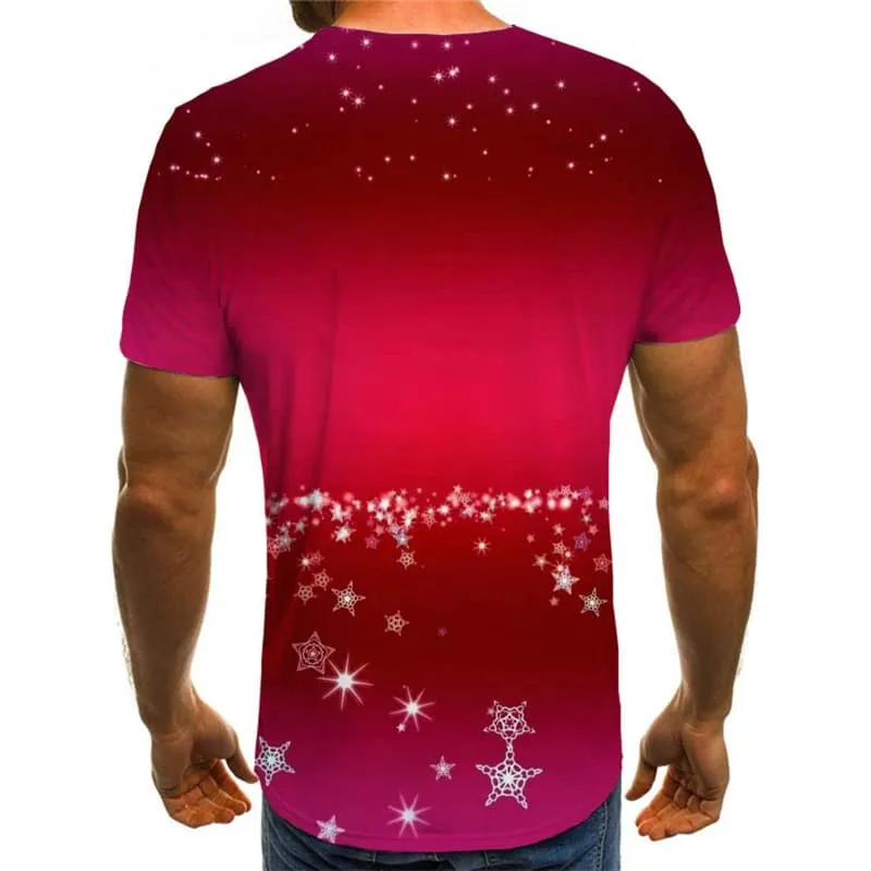 Christmas T-shirt Men Red T shirts Funny Party Tshirt Printed New Year Tshirts Cool