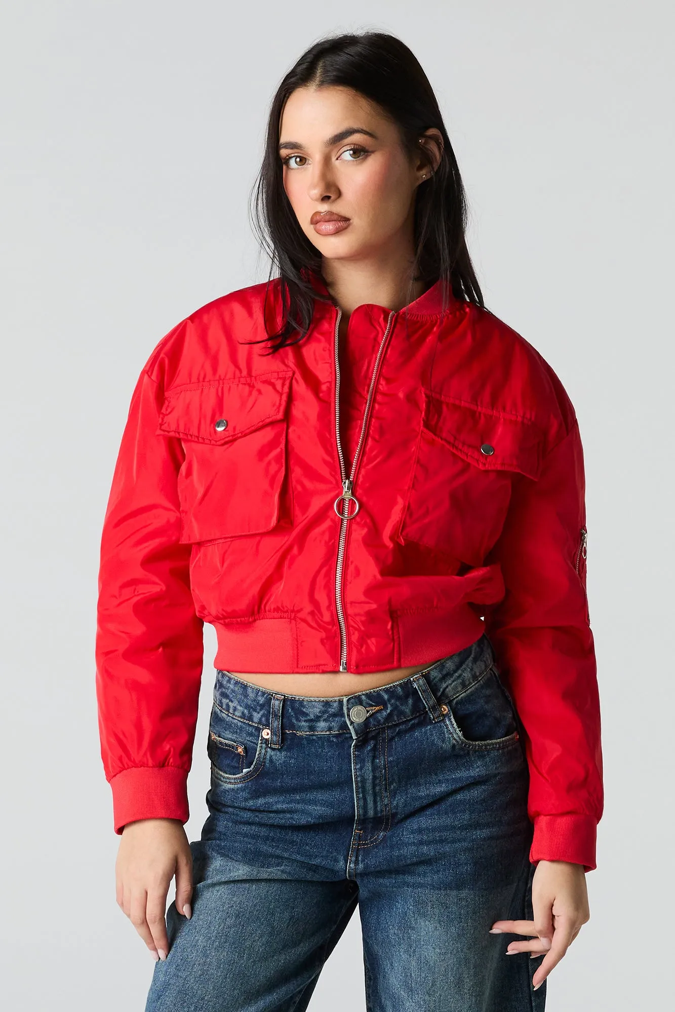 Cropped Bomber Jacket