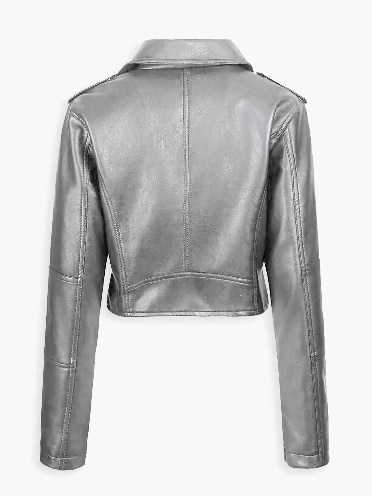 Cropped Faux Leather Biker Jacket