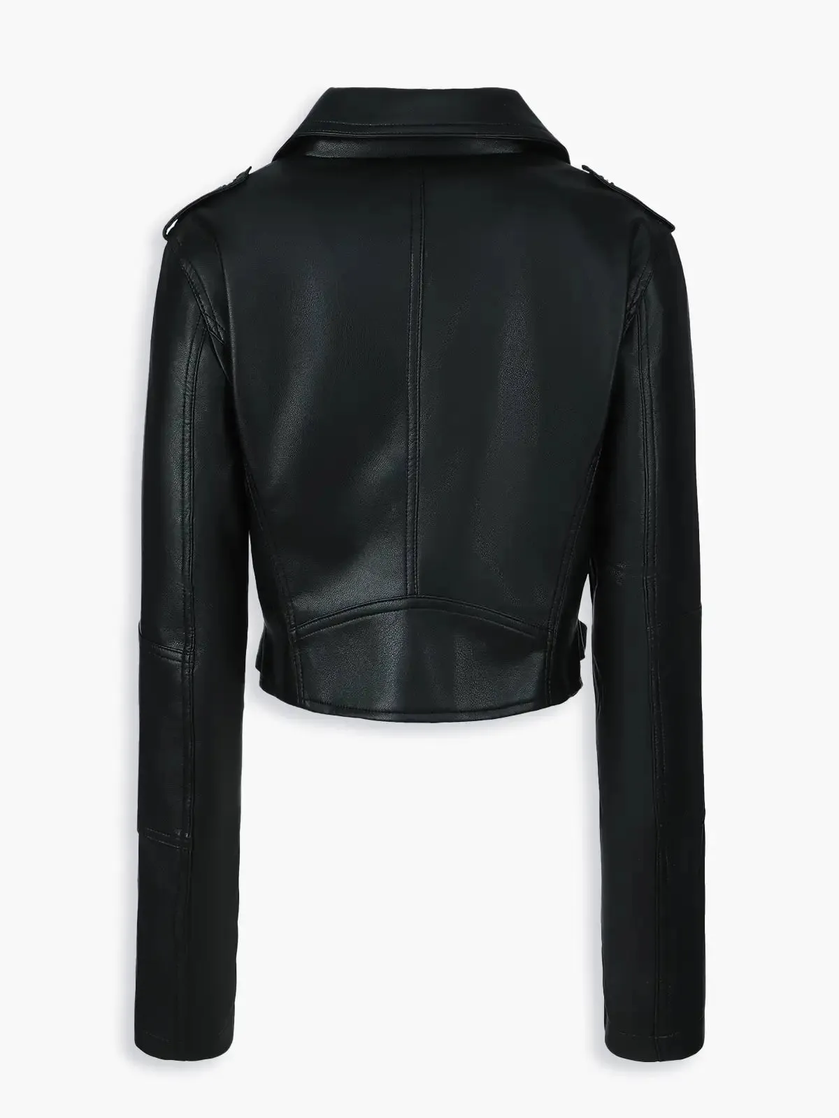 Cropped Faux Leather Biker Jacket