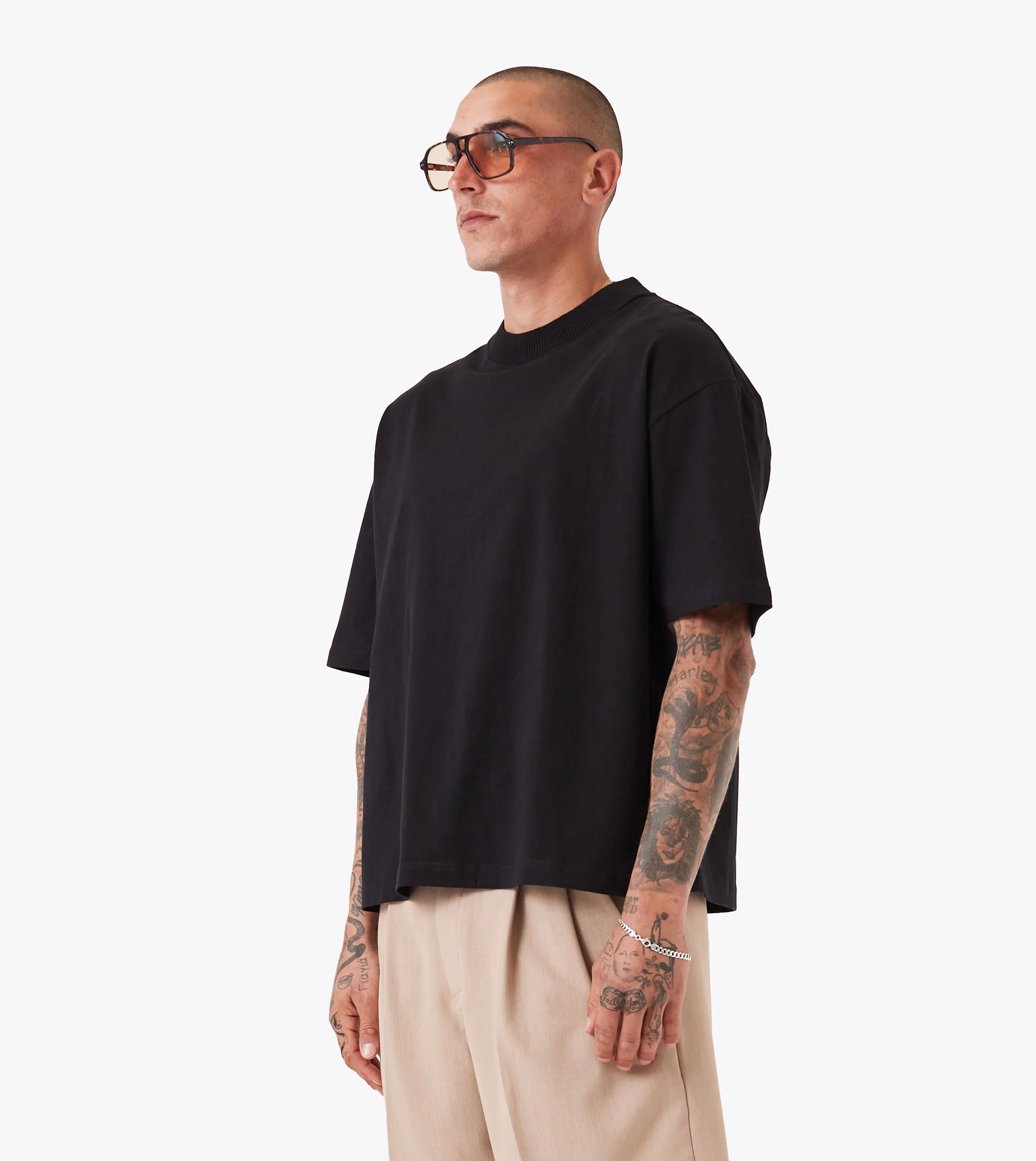 Cropped Lounge Tee Black