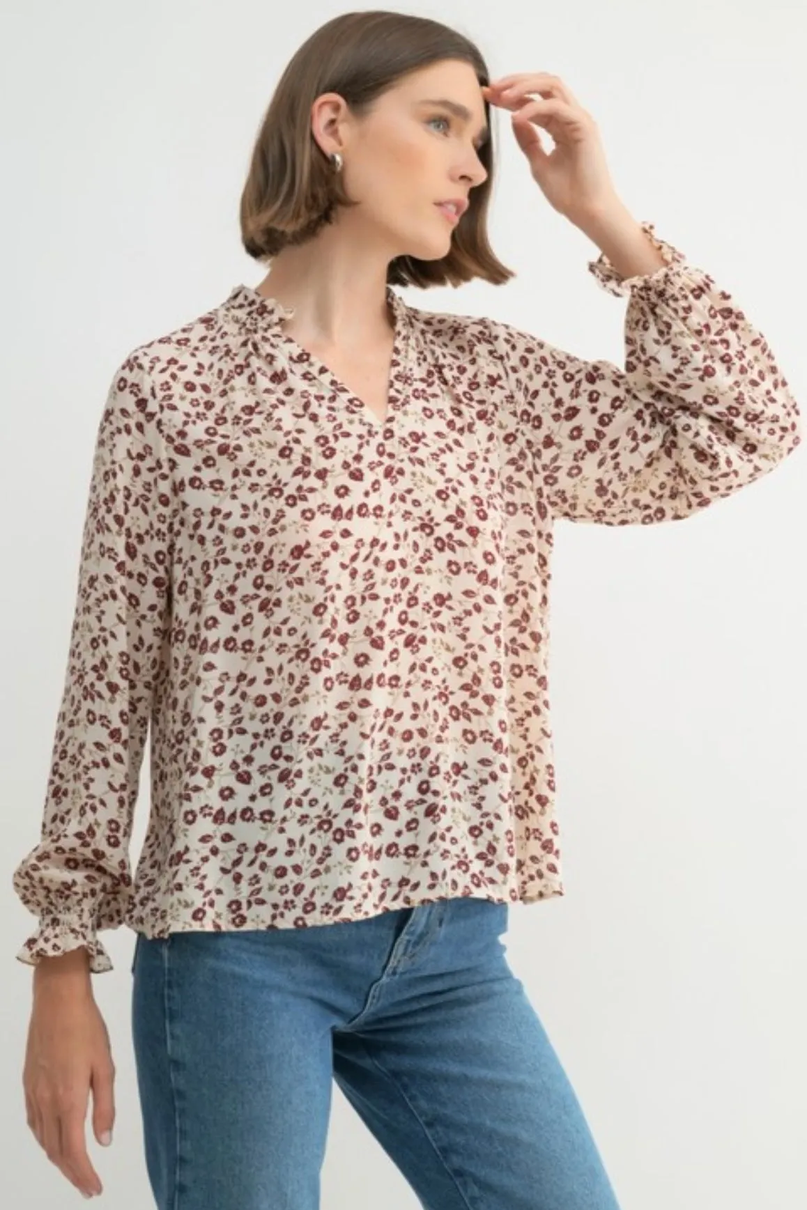 Dark Cherry Floral Top