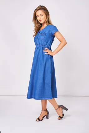 Denim Dress With Short Sleeve