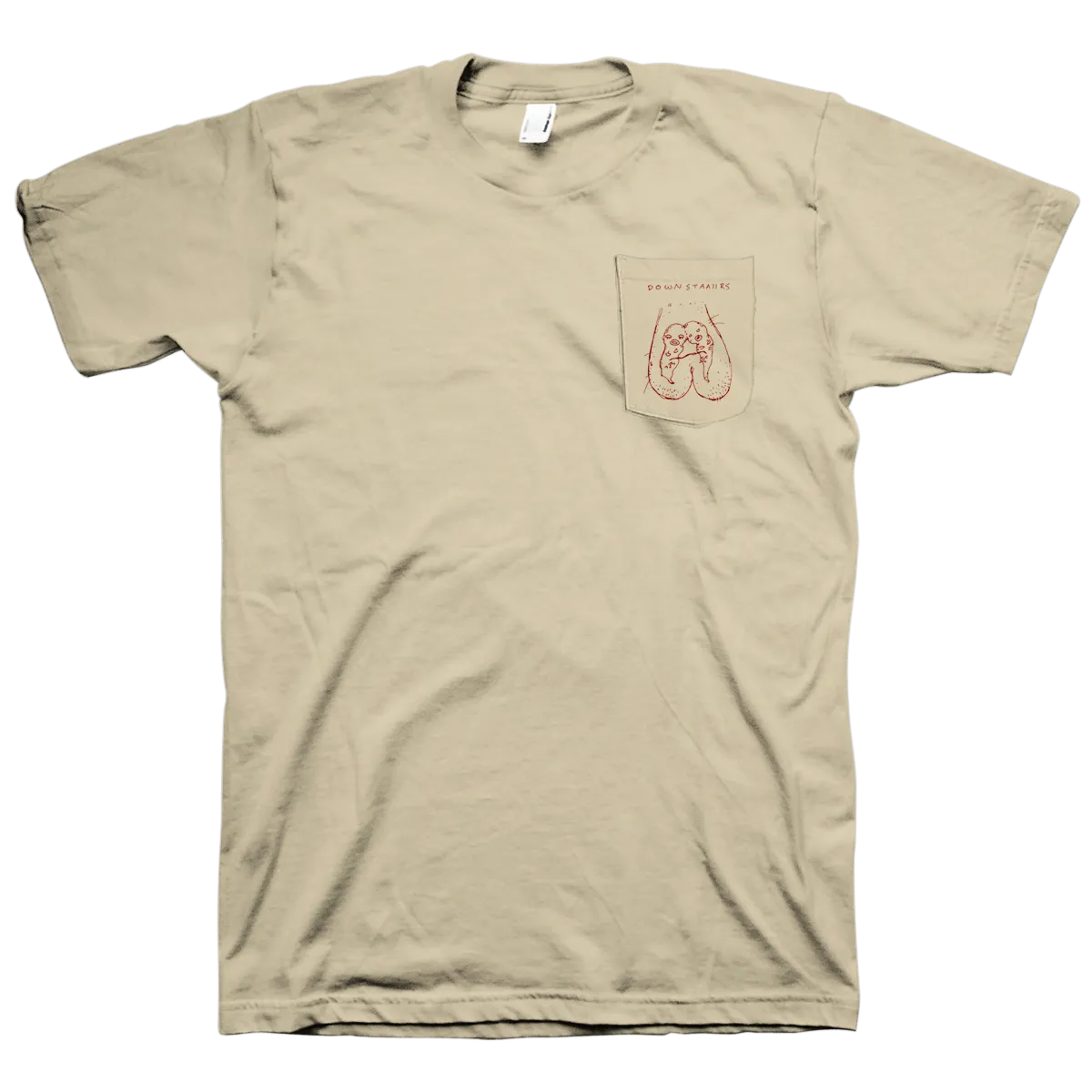 Downstaaiirs "Scrotum Pocket" Tan T-Shirt