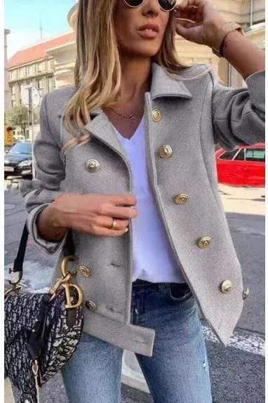 Dunnmall Fashion Double Breasted Short Coat