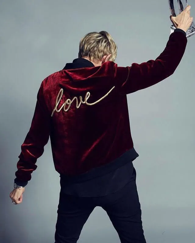 Ellen DeGeneres Red Love Bomber Jacket