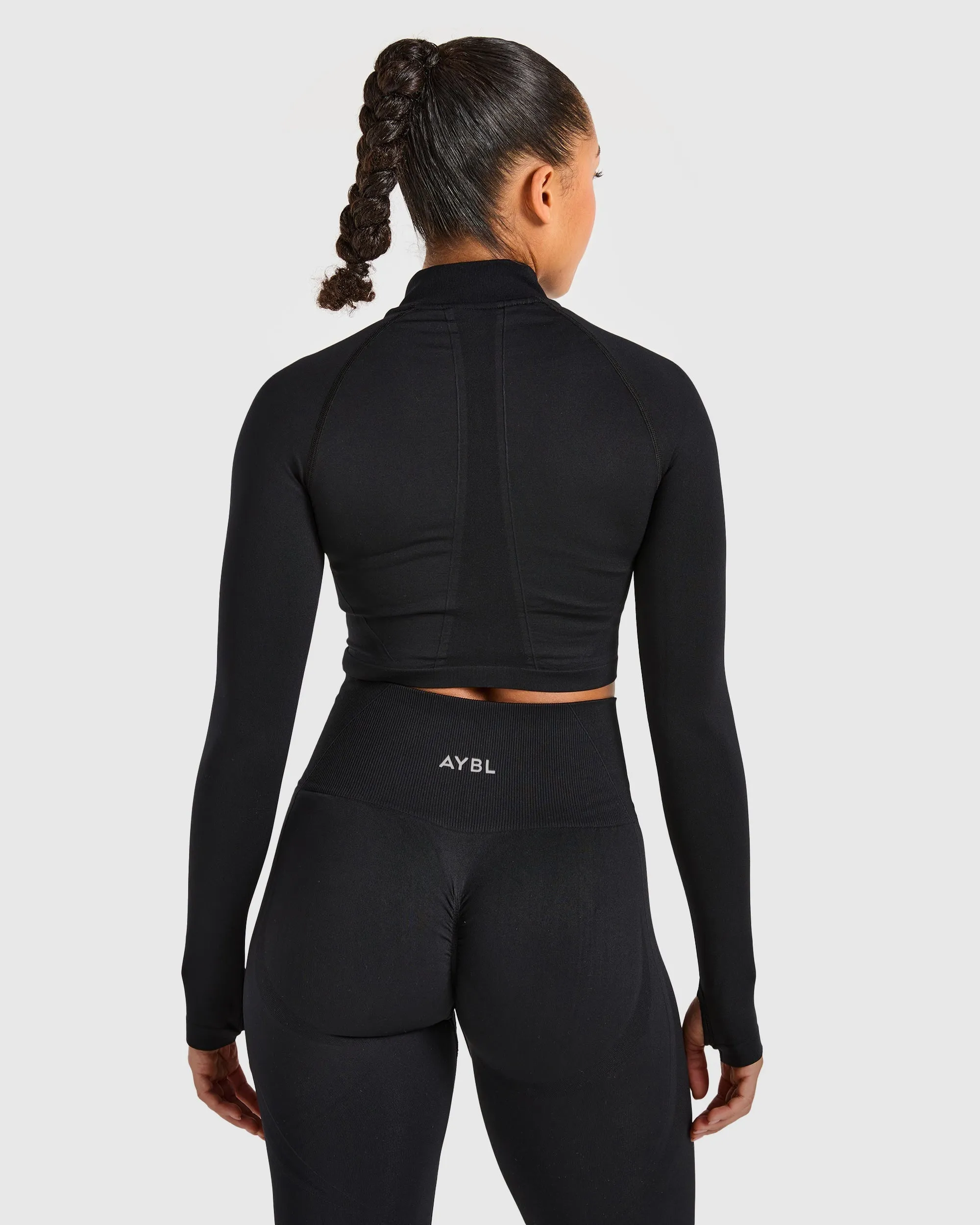 Empower Seamless Crop Zip Jacket - Black