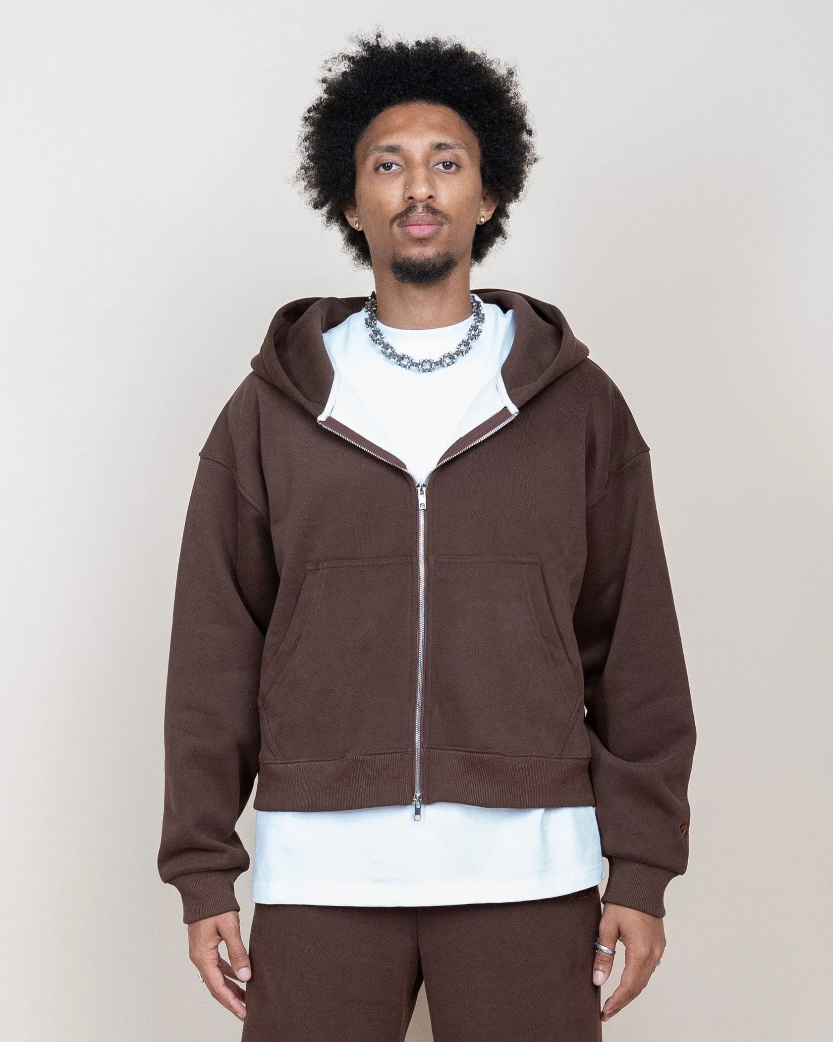 EPTM PERFECT ZIP UP HOODIE - BROWN