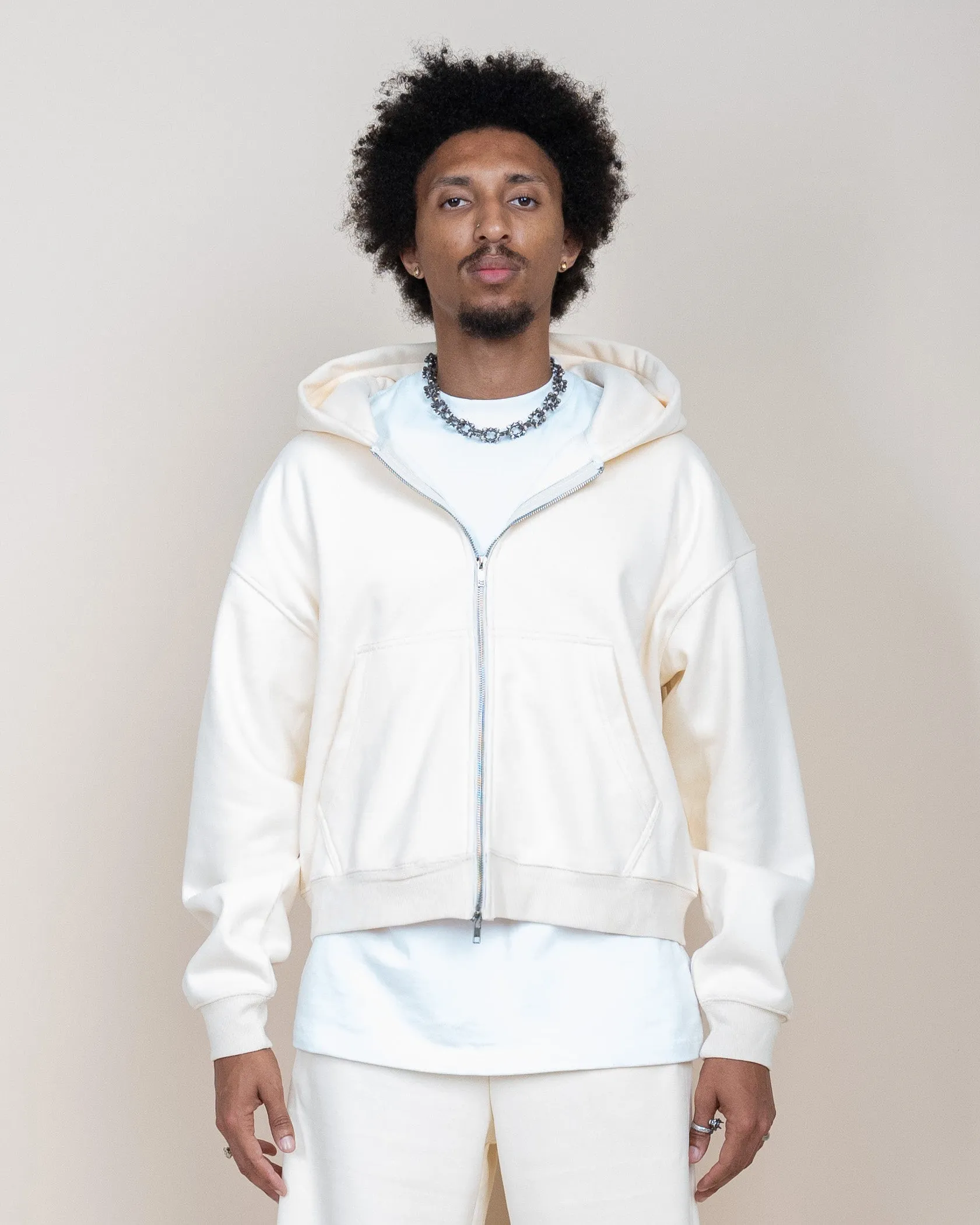 EPTM PERFECT ZIP UP HOODIE - CREAM