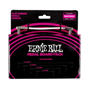 Ernie Ball Flat Ribbon Patch Cables Pedalboard Multi-Pack - White