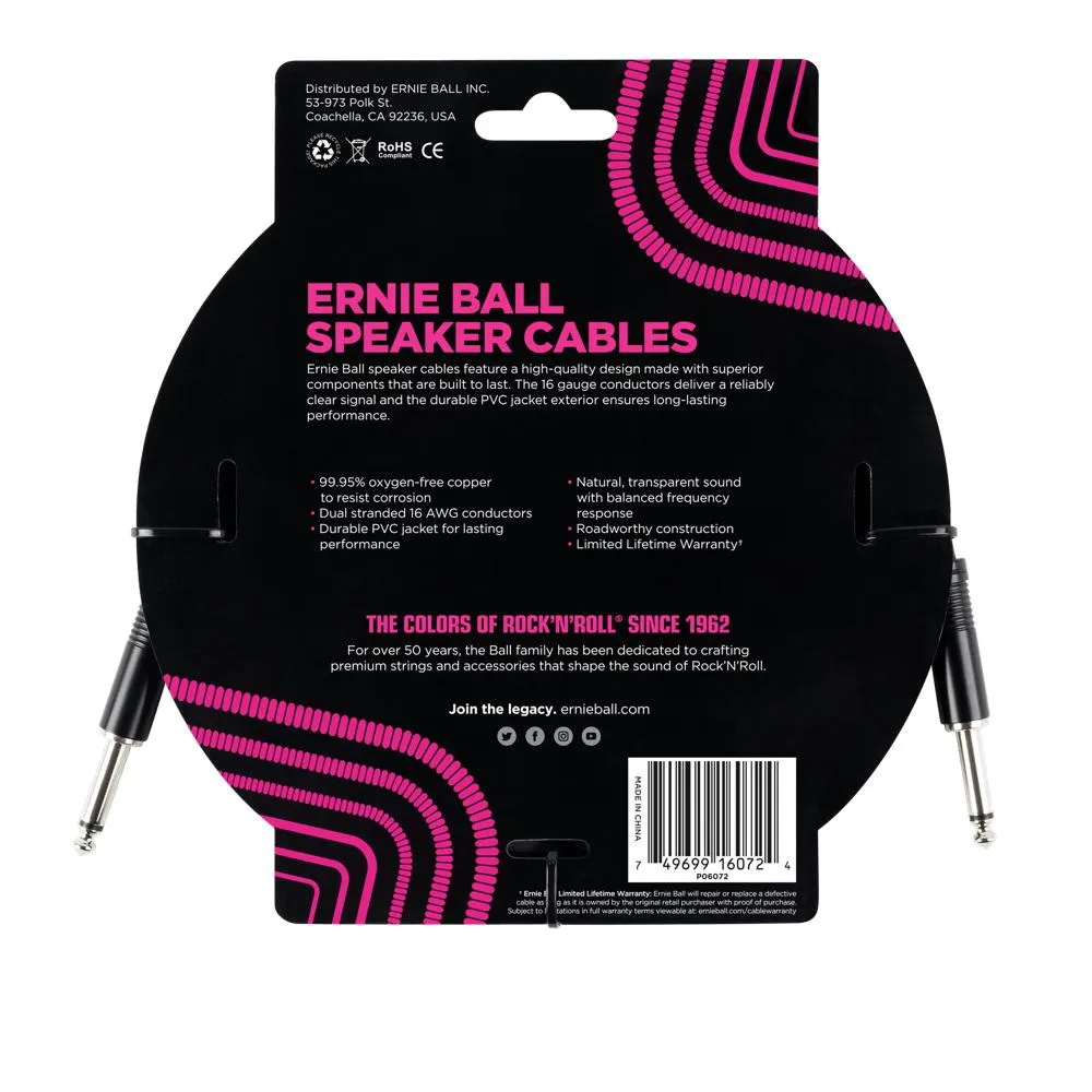 Ernie Ball Straight Speaker Cable 2 Meters