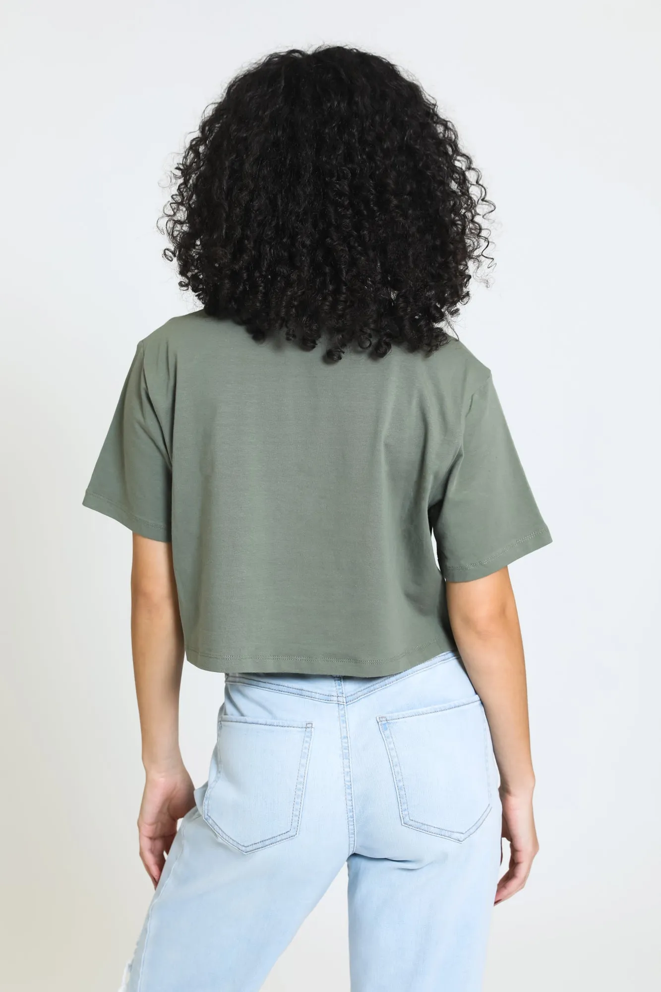 Essential Oversized Cropped Tee - Sage